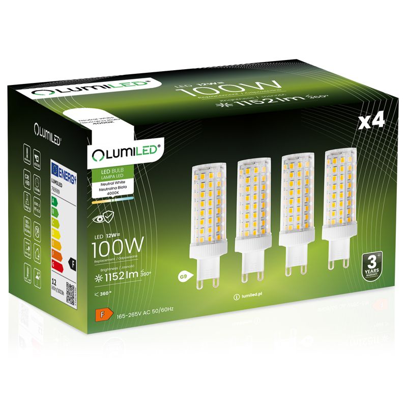 Żarówka LED LUMILED G9 12W 1152lm 4000K 360st 4 szt.