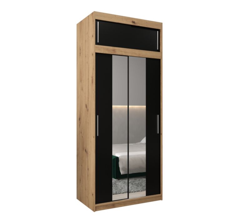 Szafa przesuwna Garderoba Abiks Tokyo 1 100 artisan + czarny z nadstawką 1 szt.