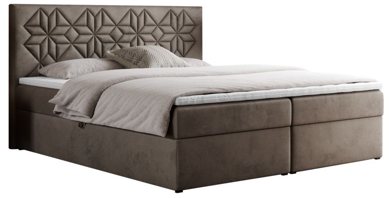 Łóżko kontynentalne MKS Meble LEILA 160x200 H4 Brązowy welvet 1szt.