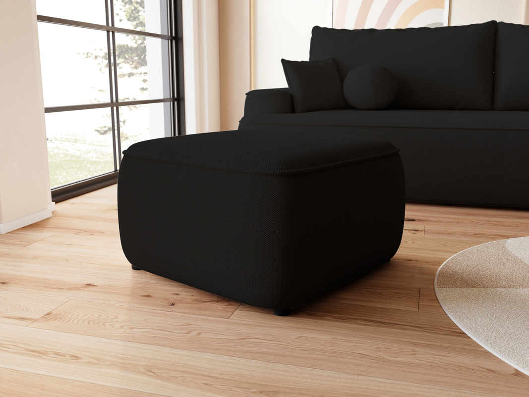 Czarna nowoczesna pufa do salonu CARMELLO
