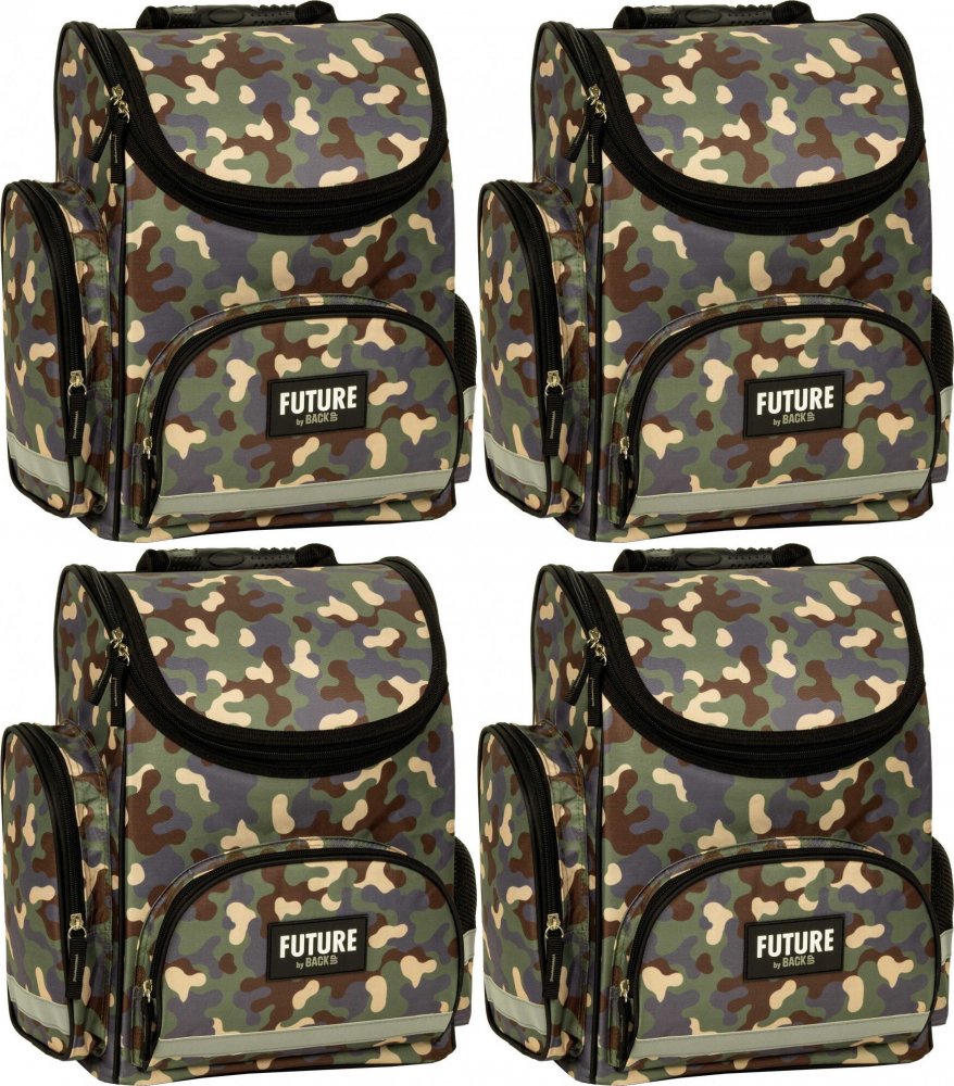 4x Tornister ergonomiczny Future by BackUP MB DF 30 (Moro), jednokomorowy, 15l, 37x27x16cm, ciemnozielony