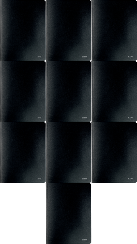 10x Skoroszyt kartonowy Leitz Recycle, A4, do 250 kartek, 275g/m2, czarny