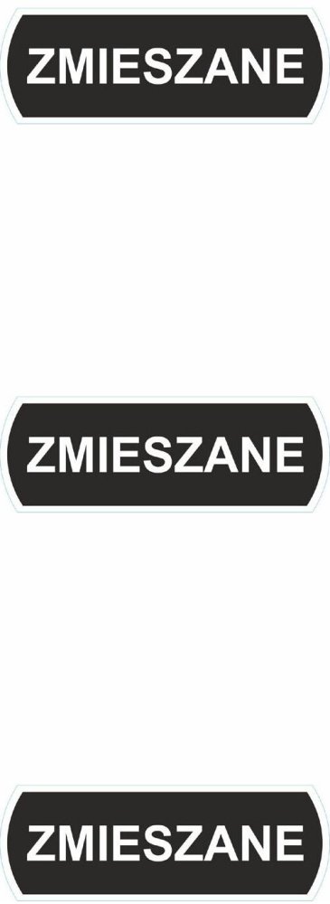 3x Etykieta (naklejka) na kosz do segregacji Merida DX675, "zmieszane", 10x3.5cm, 1 sztuka