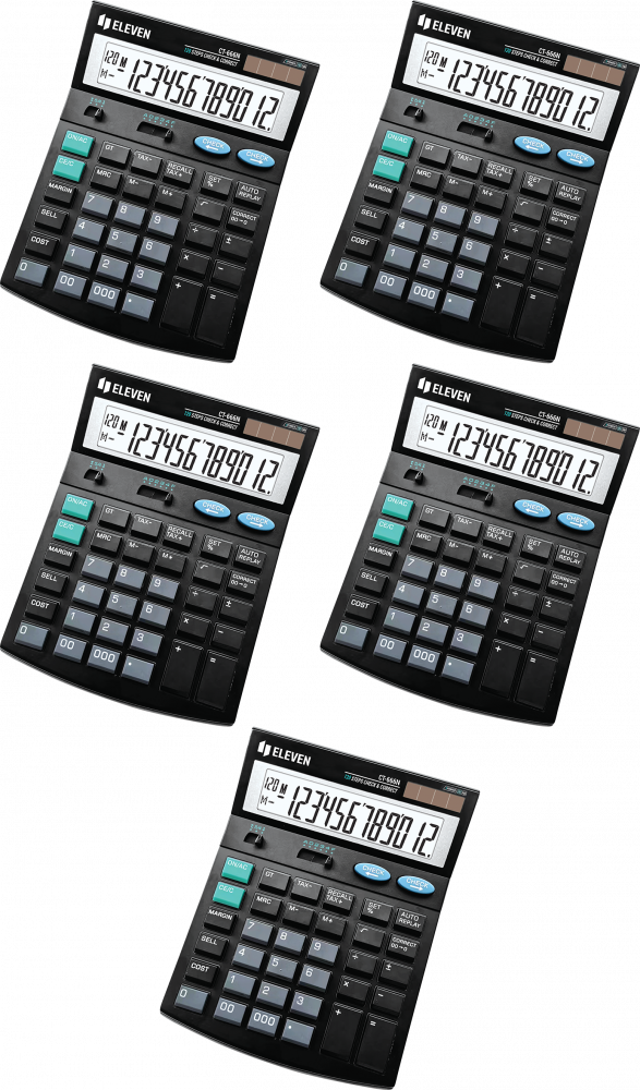 5x Kalkulator biurowy Eleven CT-666N, 12 cyfr, czarny