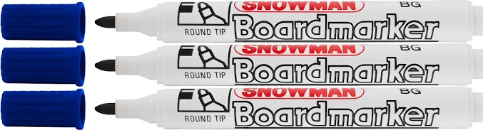 3x Marker suchościeralny Snowman Boardmarker, okrągła, 1.5-3mm, niebieski