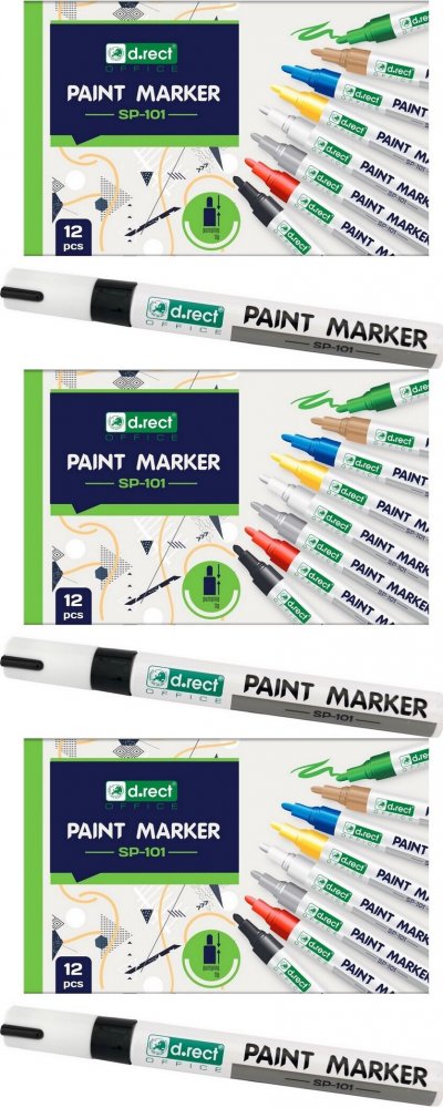 36x Marker olejowy D.Rect SP-101, okrągła, 2-4.5mm, czarny