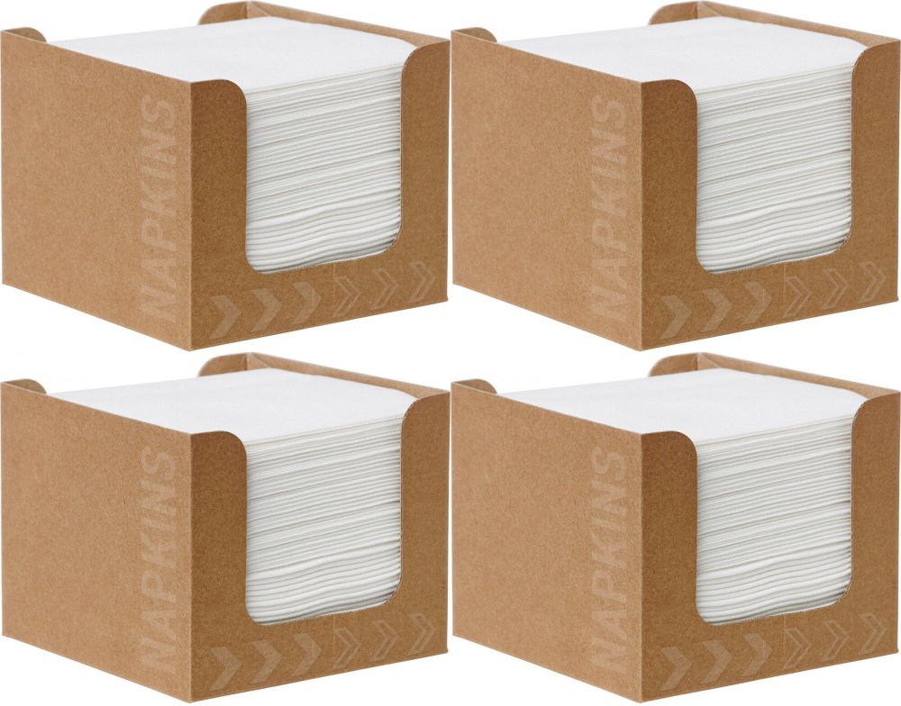 4x Dyspenser z serwetkami Duni Dunisoft, 20x20cm, 50 sztuk, brązowy
