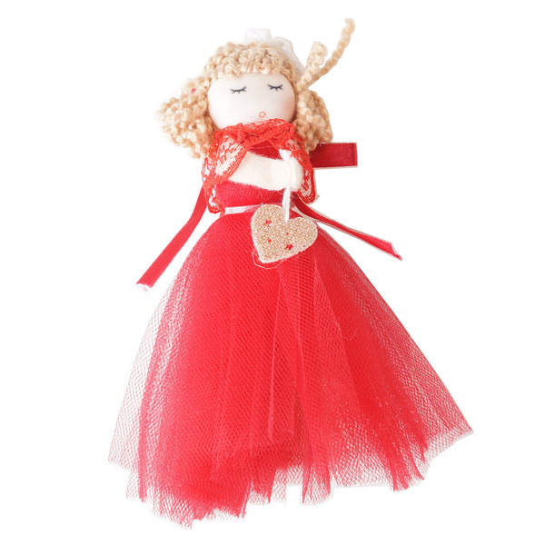 Zawieszka laleczka w tiulowej czerwonej sukience