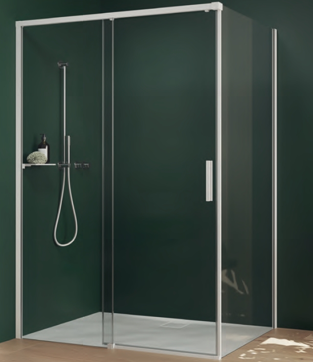 Huppe Vita Pure ścianka prysznicowa 90 cm czarny mat/szkło przezroczyste VA0203.123.322