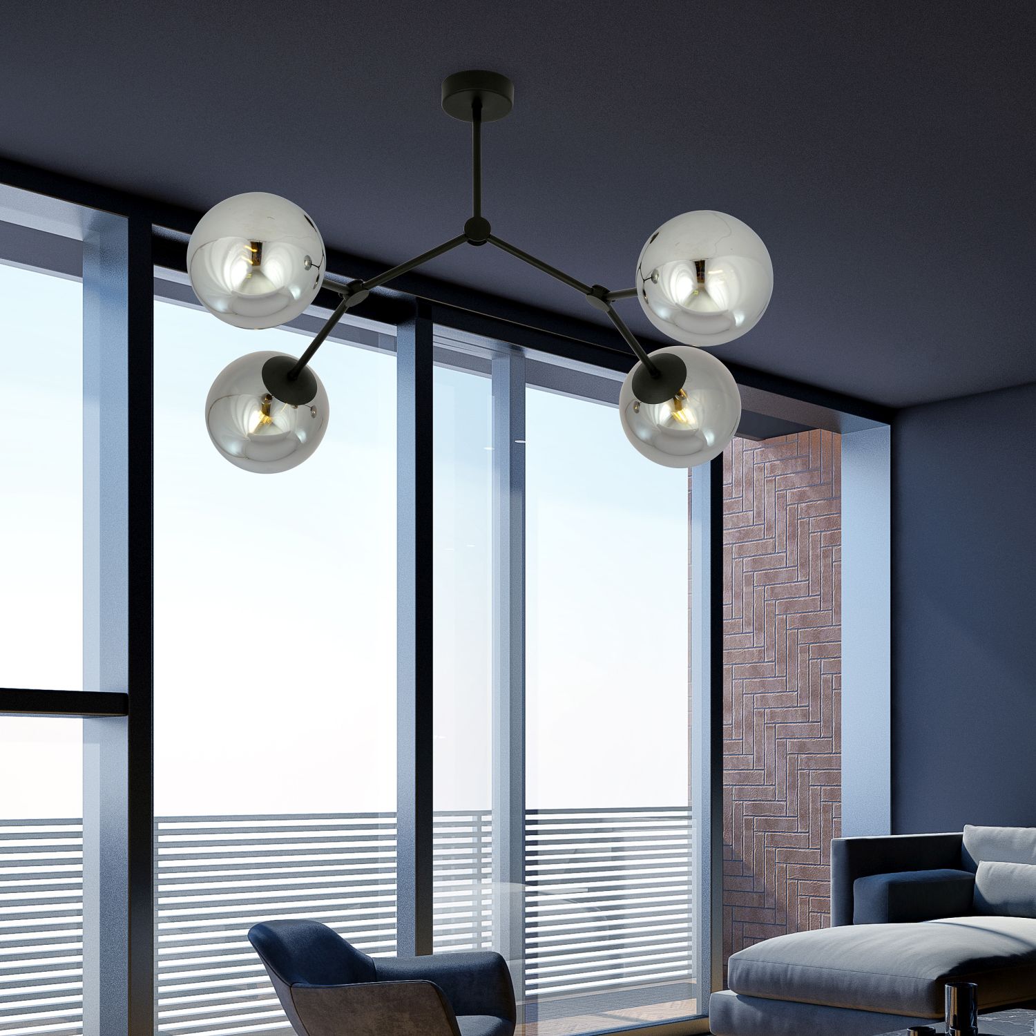 Emibig Space lampa podsufitowa 4x10 W czarna-grafitowa 1134/4