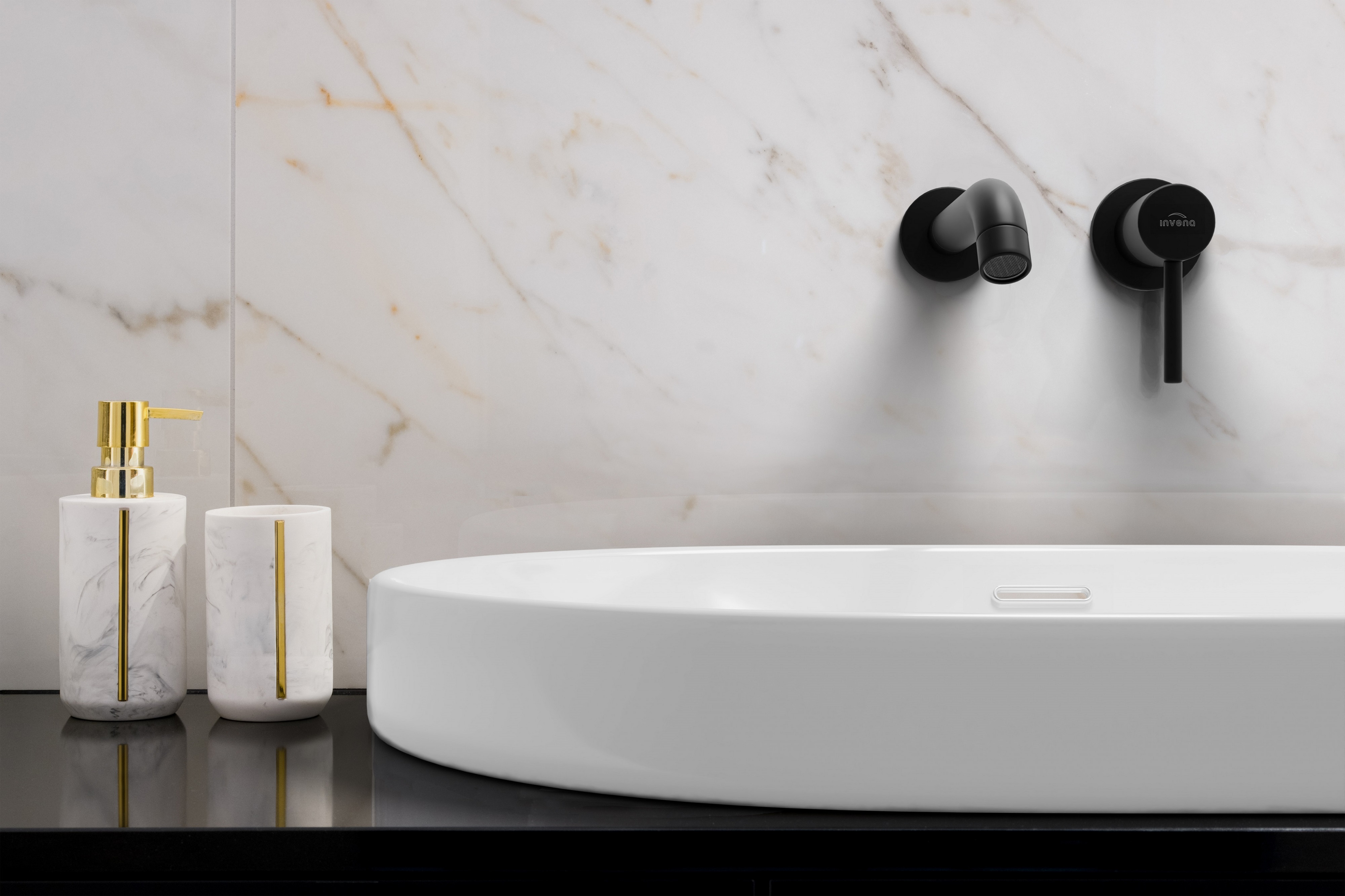Invena Dafni bateria umywalkowa podtynkowa kompletna czarny mat BP-88-U04