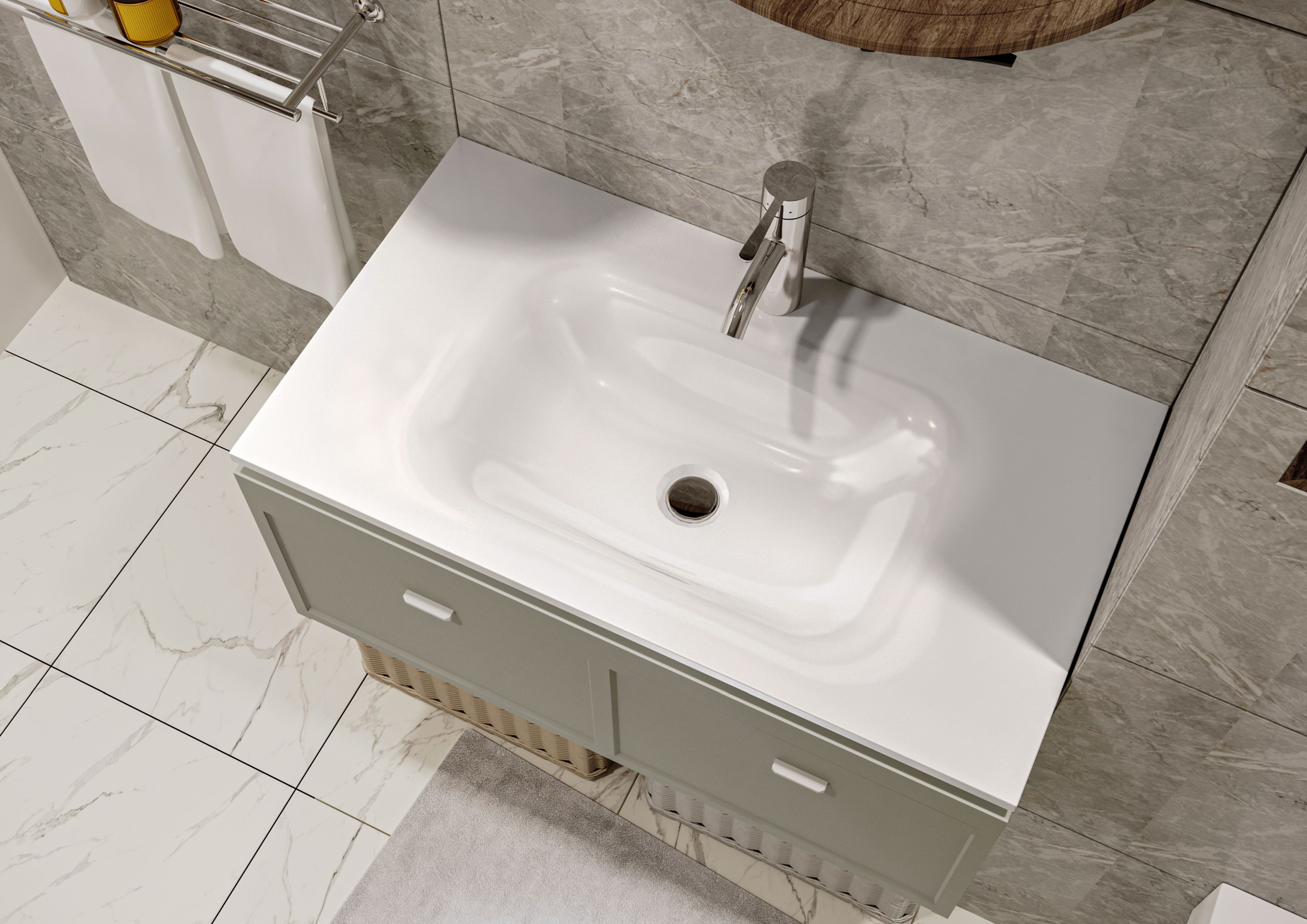 Miraggio Jessel umywalka 80x45 cm wpuszczana prostokątna biały połysk 0000748