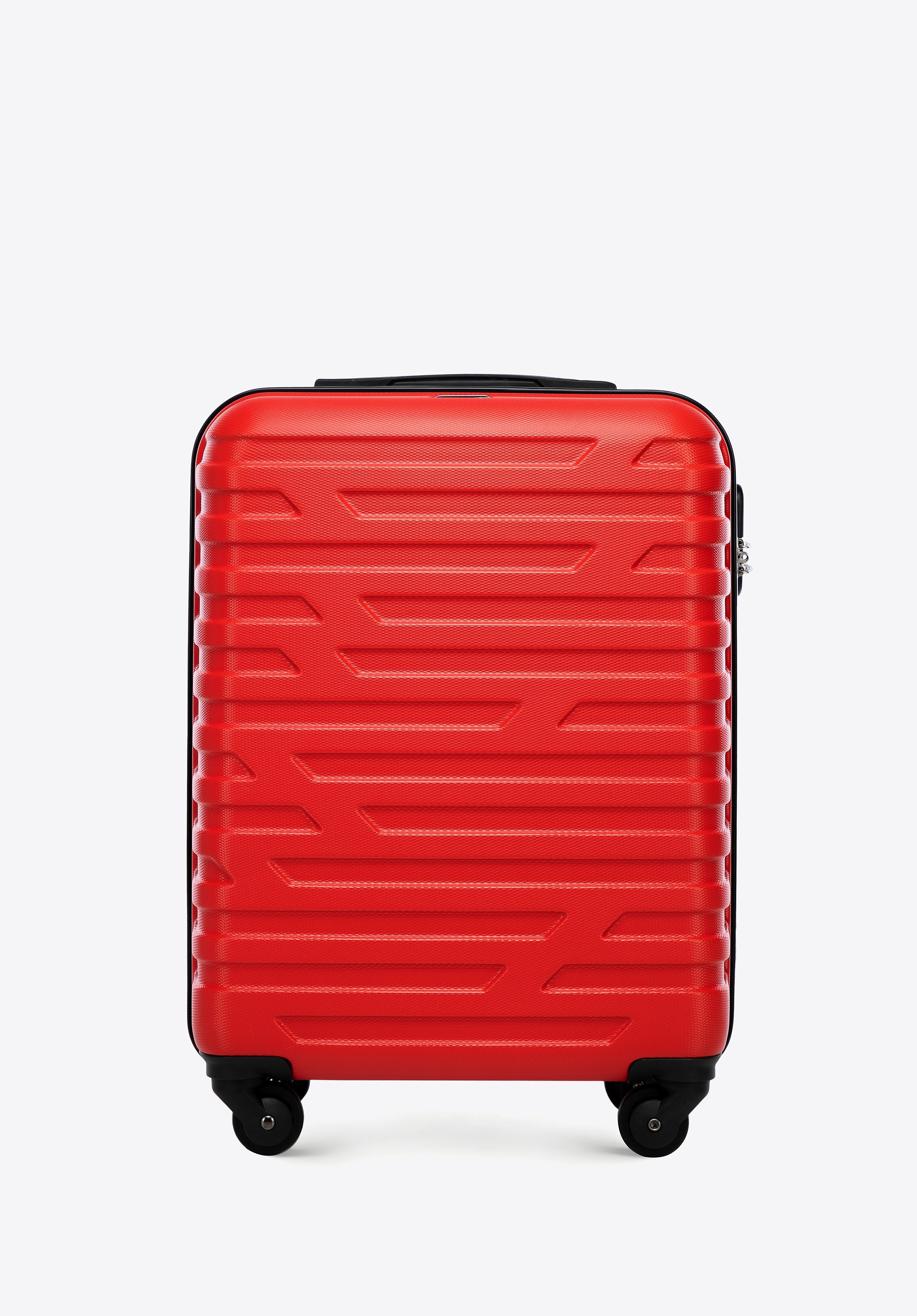 Walizka kabinowa z ABS-u w geometryczny deseń czerwona