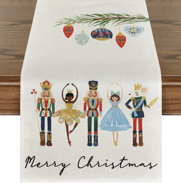 Lniany bieżnik świąteczny 183x33 cm