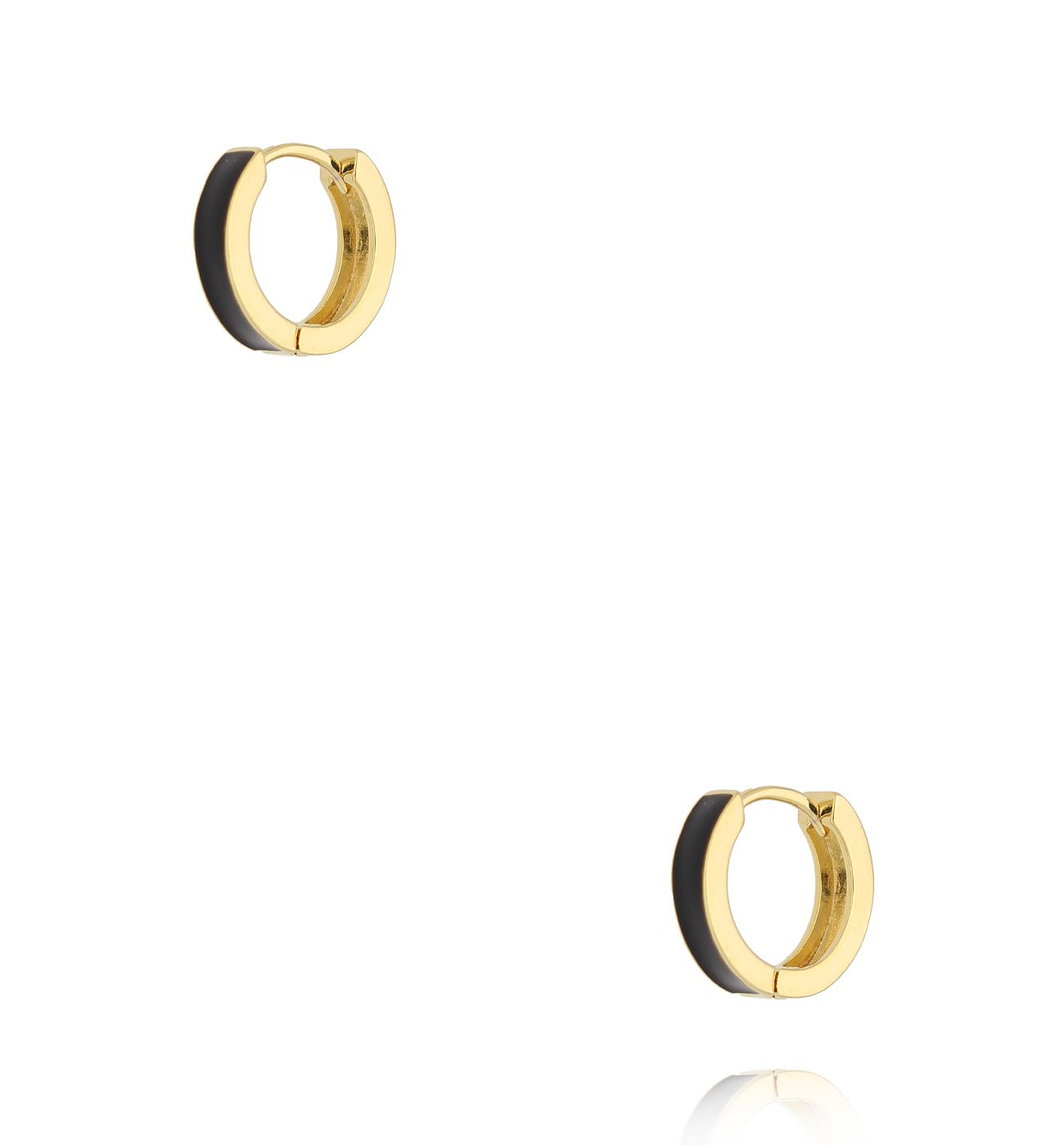 Kolczyki złote kołka z czarną emalią KLU0069