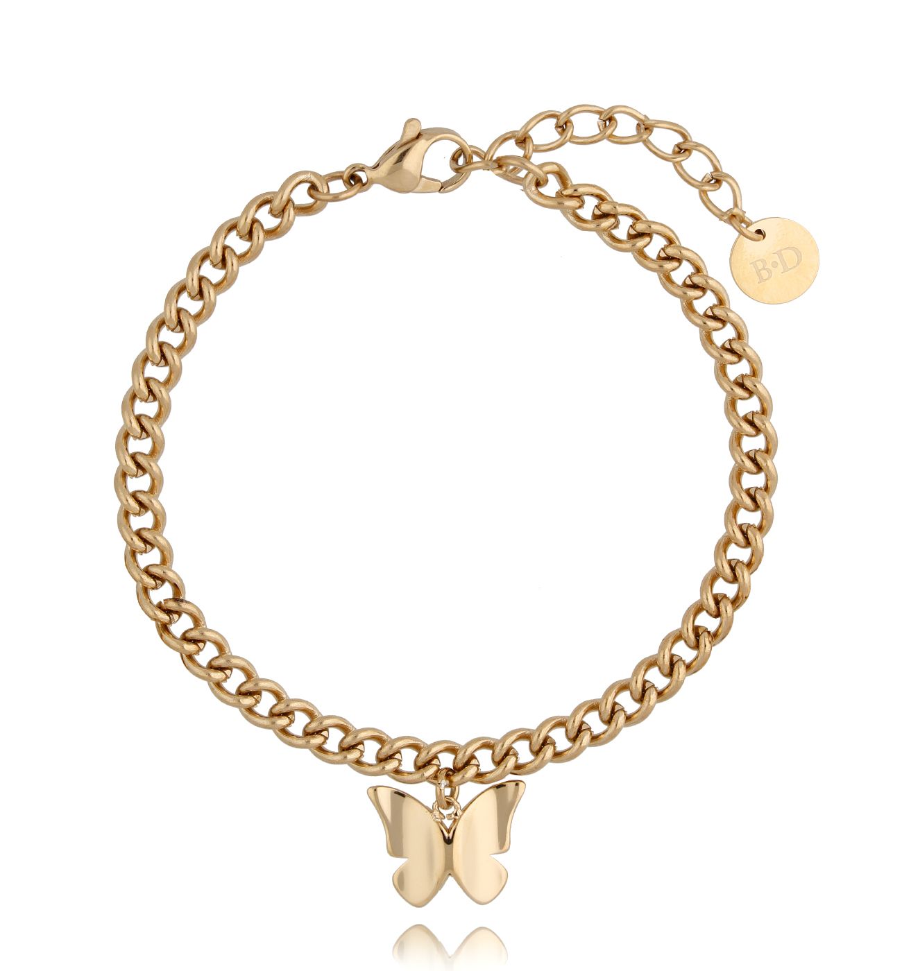 Bransoletka złota ze stali szlachetnej z motylkiem BSA0107