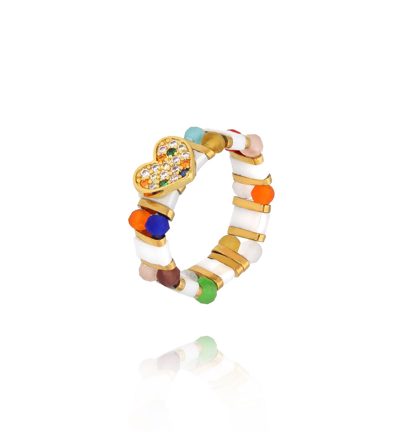 Pierścionek elastyczny z sercem PSC0661 - By Dziubeka