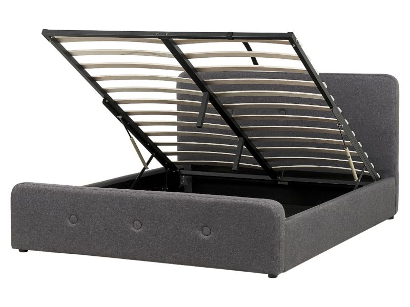 Łóżko z pojemnikiem tapicerowane 160 x 200 cm ciemnoszare Rennes II 1 szt.