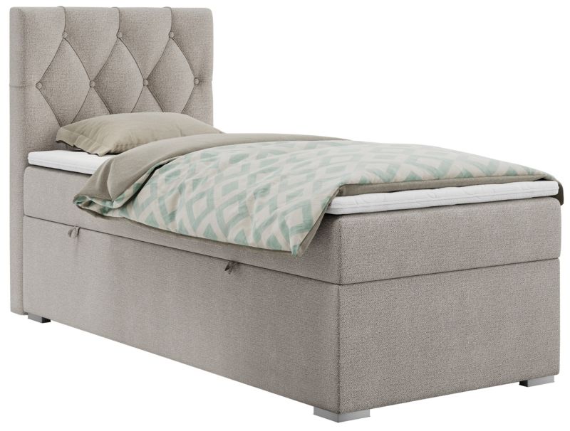 Łóżko kontynentalne MKS Meble ALDA 90x200 H3 beżowy struktura strona lewa 1szt.