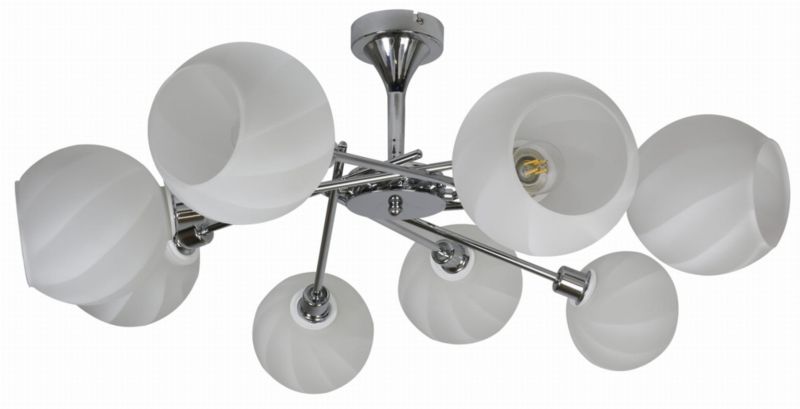 Lampa sufitowa wisząca Candellux Raul chromowana biała wym: 34 x 74 x 74 cm 8xE14 x 40W 1 szt.