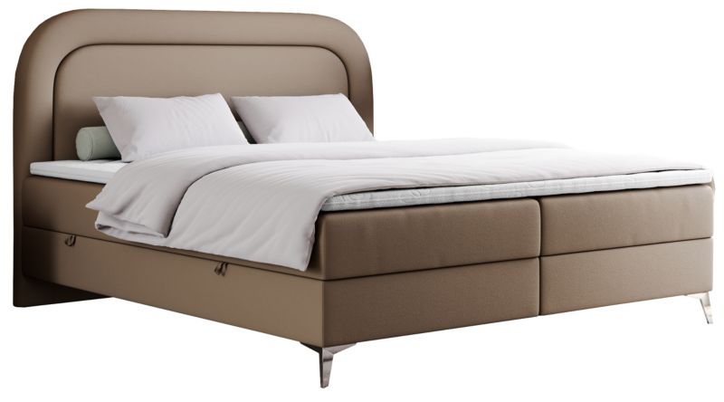 Łóżko kontynentalne MKS Meble EIRA 140x200 H3 brązowy ekoskóra 1szt.