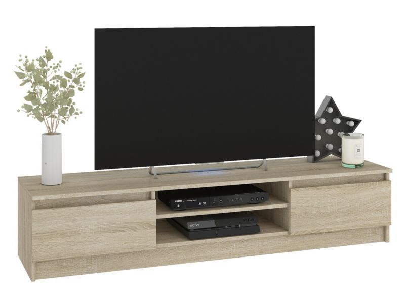 Szafka RTV Akord Dąb Sonoma 240 cm Zestaw z 2x szafka wisząca 4 drzwi kolor Dąb Sonoma mat 8 półek 240x40x140 cm 1 zestaw