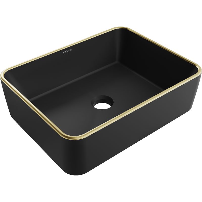 Umywalka nablatowa Mexen Catia czarny/złoty 48x37 cm 21314875 1 szt.