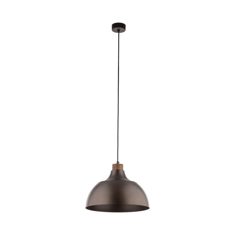 Lampa Wisząca Tk-Lighting Cap Brown 1 brązowy metalowy klosz z dodatkiem drewna - 1szt.