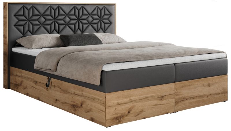 Łóżko kontynentalne MKS Meble NESSI 120x200 H4 Szary ecoskóra 1szt