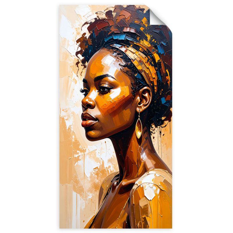 Naklejka na ścianę do pokoju młodzieżowego Feeby Portret afrykańskiej kobiety glamour 50x100cm 1szt