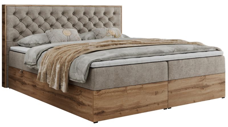 Łóżko kontynentalne MKS Meble ALBERO 3 200x200 H4 Beżowy struktura 1szt.