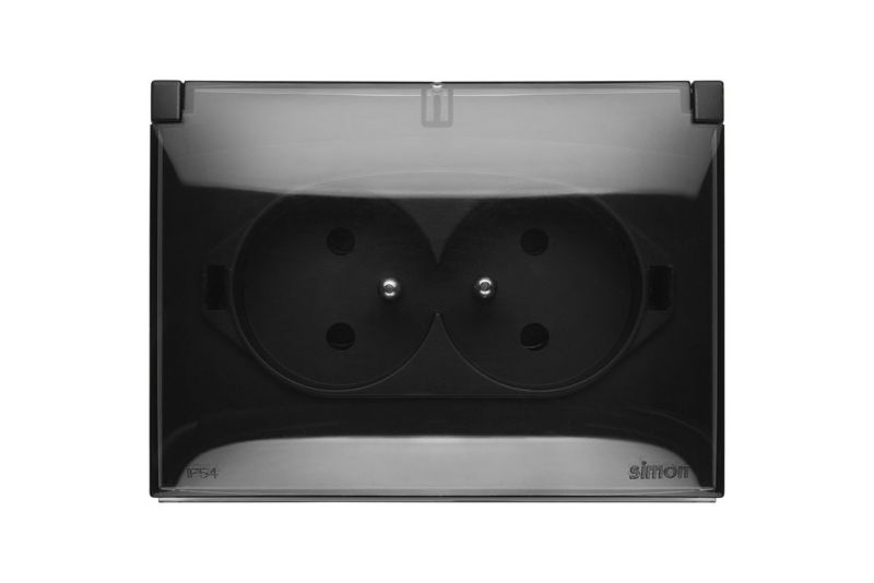 Gniazdo podwójne Kontakt -Simon Aquaclick IP 44 czarny