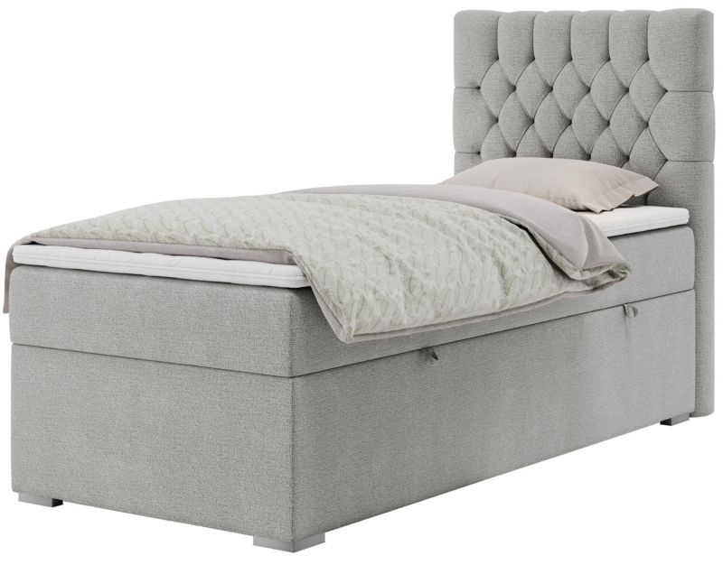 Łóżko kontynentalne MKS Meble PERA 90x200 H4 jasnoszary struktura strona prawa 1szt.