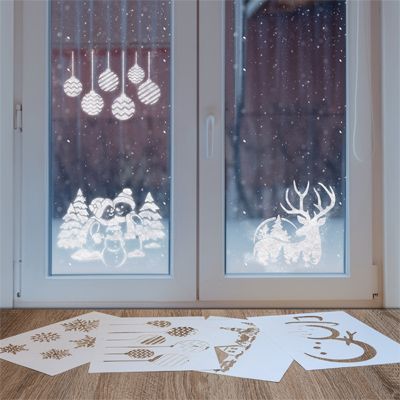 Szablony do malowania sztucznym śniegiem A4 6 szt.