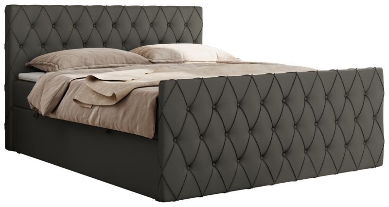 Łóżko kontynentalne MKS Meble MIREN DUO 180x200 H3 Szary ecoskóra 1szt.