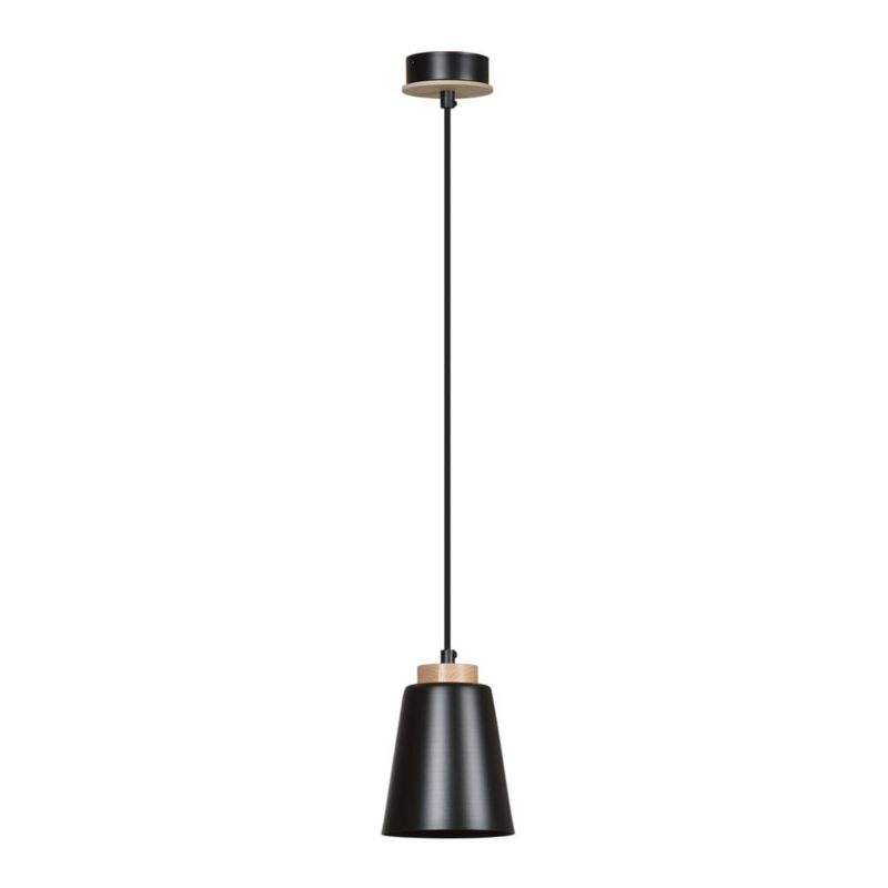 Lampa sufitowa Emibig Bolero czarna-jasne drewno wym: 100 x 14 x 14 cm 1xE27 x 15W 1 szt.