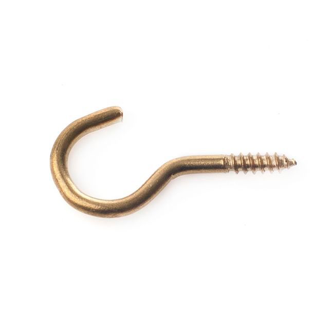 Haczyk wkręcany 40 mm wygięty mosiężny jasny 1 szt.