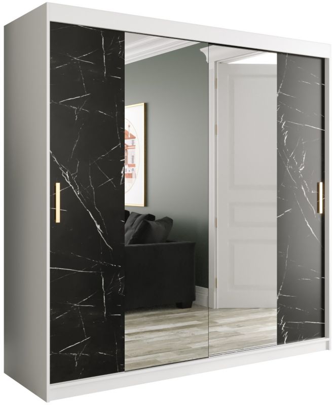 Szafa przesuwna Garderoba Abiks Marmur T1 200 biały + czarny 1 szt.