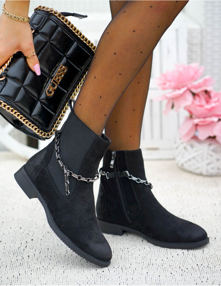 Klasyczne Zamszowe Botki Sztyblety Damskie Save