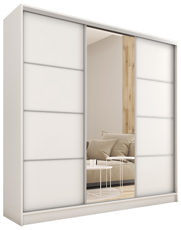 Pojemna szafa przesuwna z lustrem 200 cm TOP MAX biała