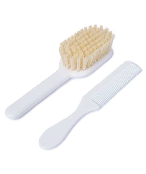 Poupy, Zestaw Szczotka i Grzebień do Włosów dla Niemowląt, Biały, 0m+
