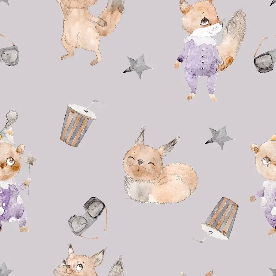 Tapeta Happy Animals Grey BW