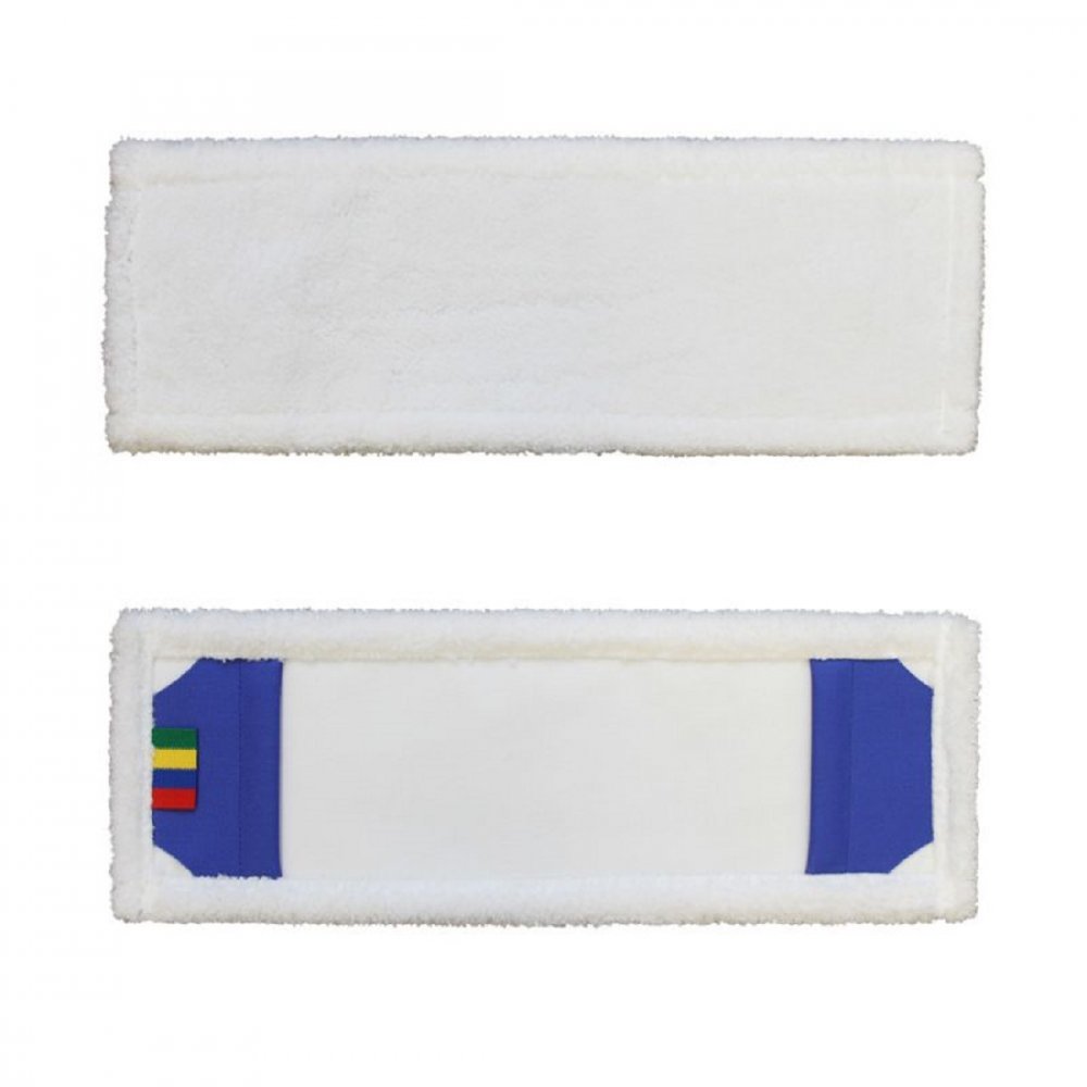 Mop płaski z mikrofazy Merida, 40cm, z kieszeniami, do stelaża, biały- końcówka