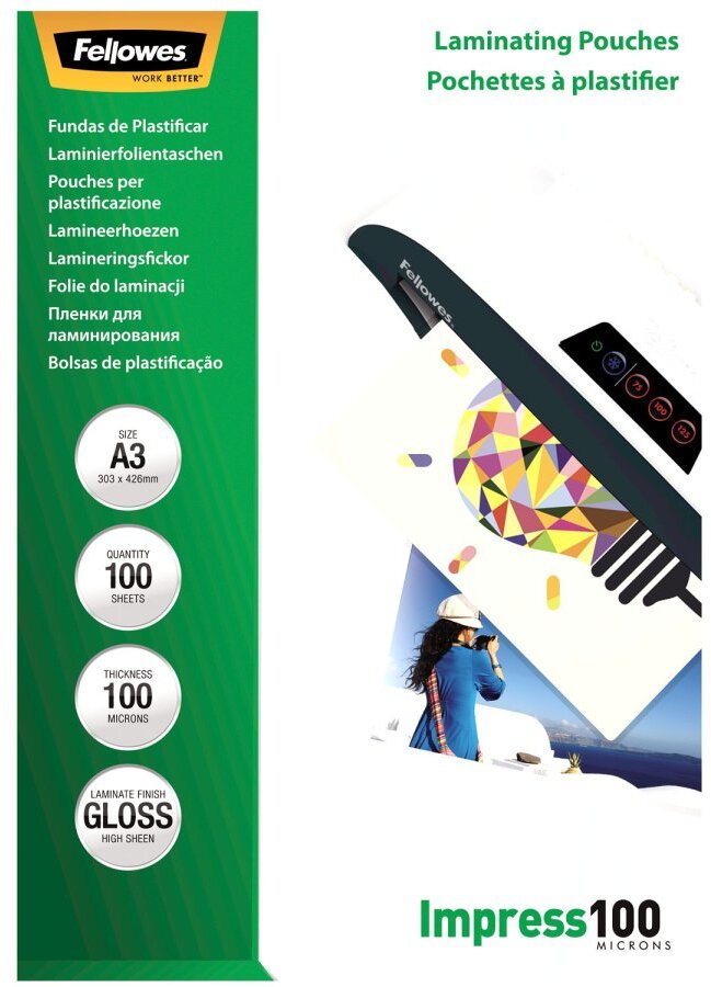 Folia do laminowania Fellowes, A3, 2x100 μm, 100 sztuk