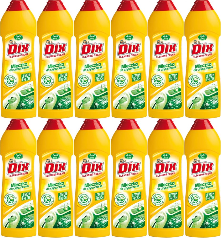 12x Mleczko do czyszczenia Dix Gold Drop, z mikrogranulkami, cytrynowy, 700g (500ml)