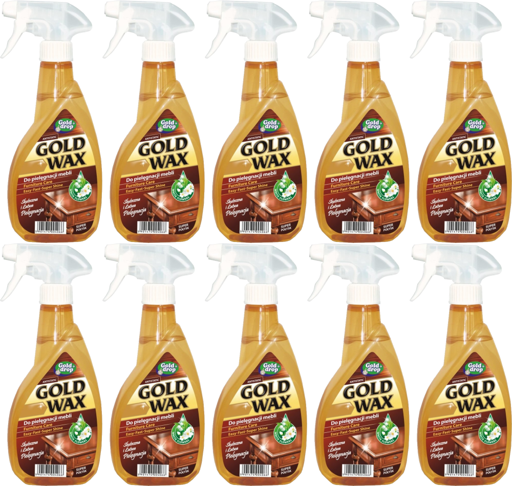 10x Płyn do pielęgnacji mebli Gold Drop Gold Wax, z rozpylaczem, białe kwiaty, 400ml