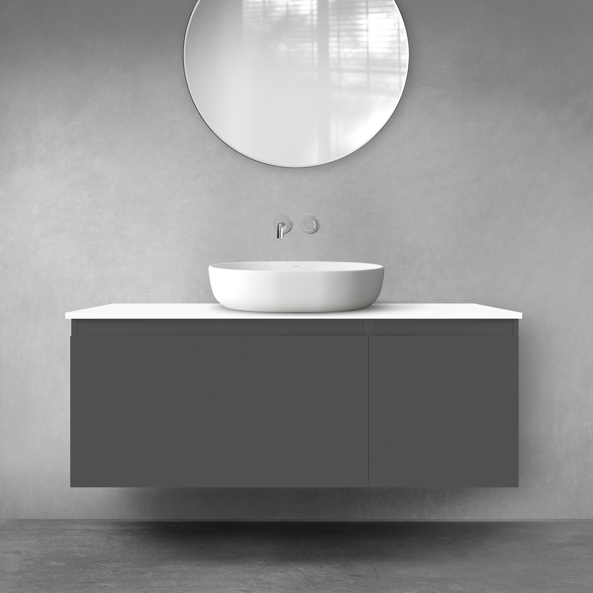 Oltens Vernal zestaw mebli łazienkowych 120 cm z blatem grafit mat/biały połysk 68254400 - Wysyłka w 24h