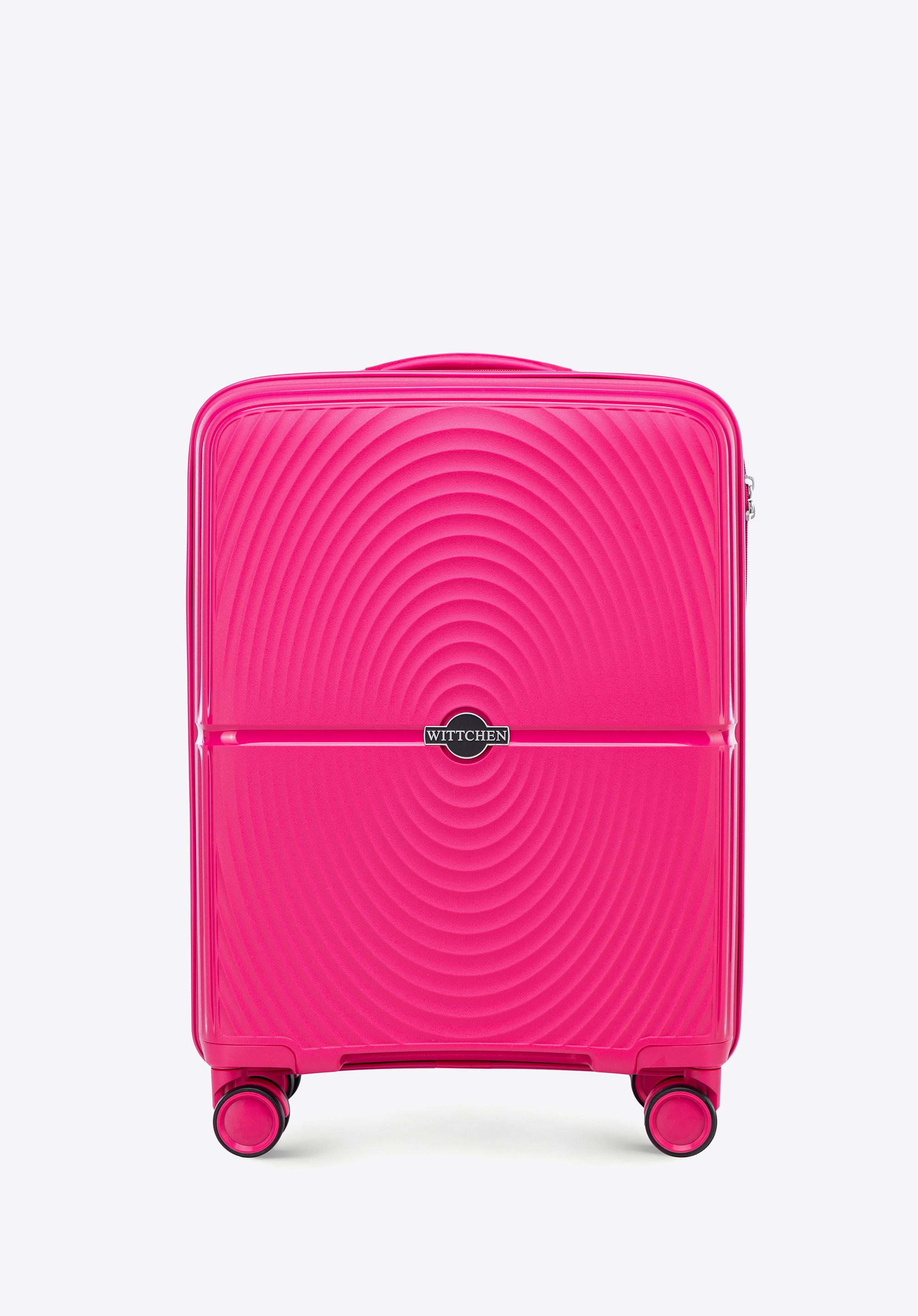 Mała walizka z polipropylenu w okręgi różowa