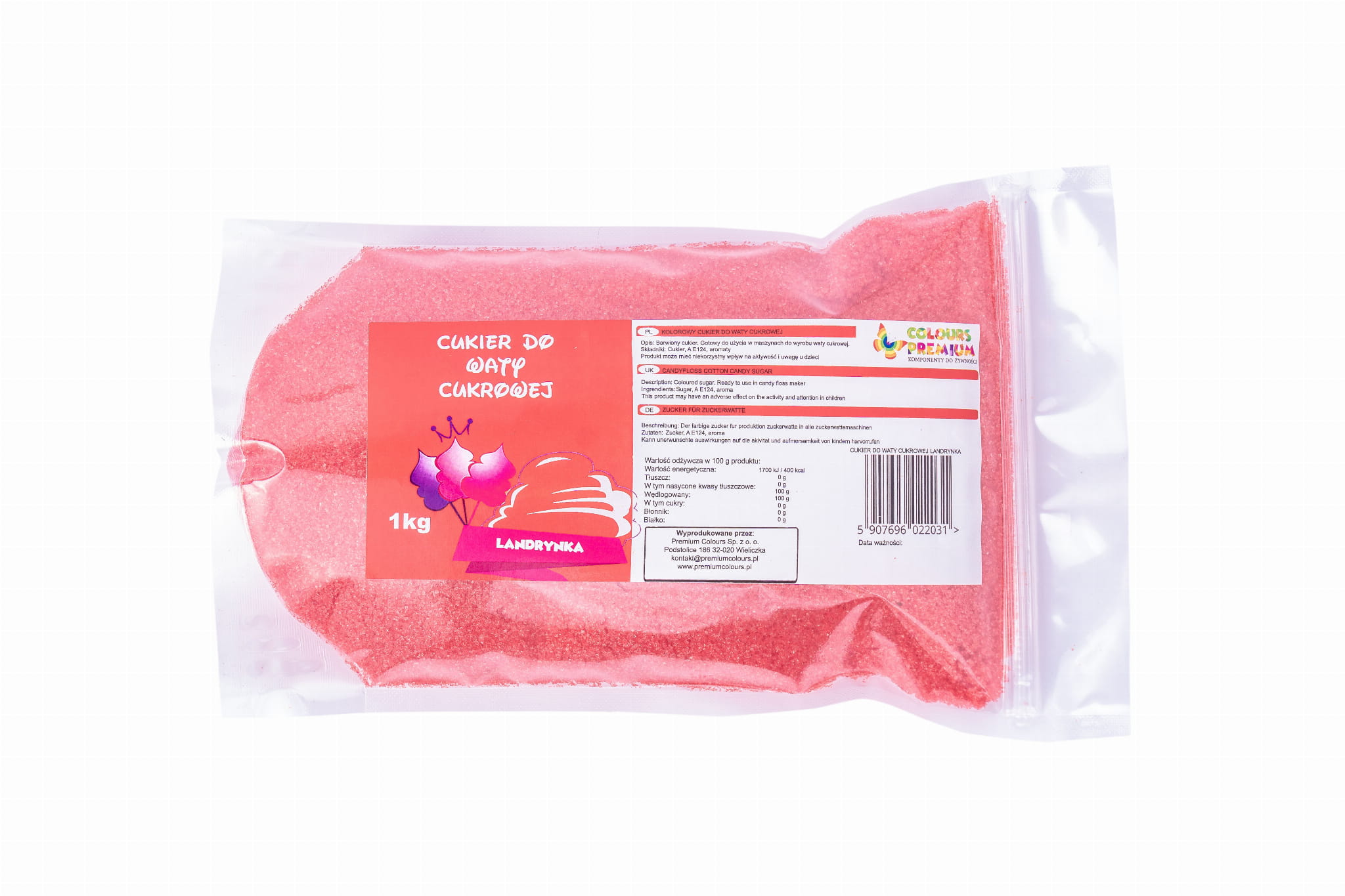 Kolorowy, smakowy cukier LANDRYNKA worek 1kg