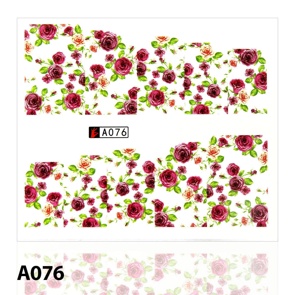 Naklejki wodne do paznokci arkusz 6,5 x 5,5cm na 10 palców A076